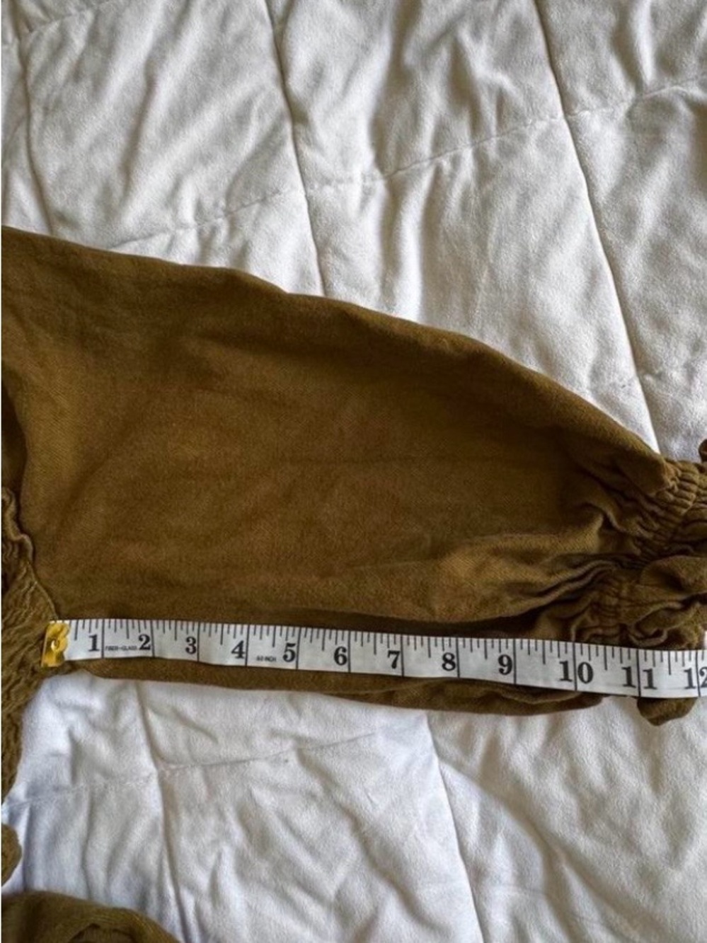 Madewell Olive Brown Flannel Smocked dress with Elastic Cuffs - Picture 7 of 7